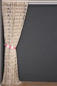 YAPRAK  MODEL VİZON RENK İP PERDE HAZIR DÜĞMELERİ DİKİLMİŞ İP PERDE 300*270 cm thumbnail 6