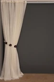 DAR ETEK MODEL KREM RENK TEK KANAT Hazır Pileli Fon Perde 300*260 thumbnail 3