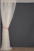 KÜÇÜK YAPRAK MODEL KREM RENK TEK KANAT Hazır Pileli Fon Perde 300*260 thumbnail 3