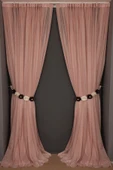 DAR ETEK MODEL PUDRA RENK TEK KANAT Hazır Pileli Fon Perde 300*260 thumbnail 1