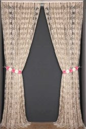 YAPRAK  MODEL VİZON RENK İP PERDE HAZIR DÜĞMELERİ DİKİLMİŞ İP PERDE 300*270 cm - 8