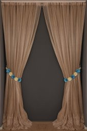 GENİŞ ETEK MODEL VİZON RENK TEK KANAT Hazır Pileli Fon Perde 300*260 - 1