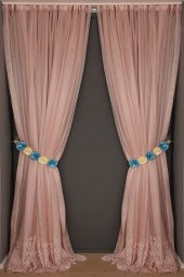 GENİŞ ETEK MODEL PUDRA RENK TEK KANAT Hazır Pileli Fon Perde 300*260 - 1