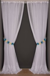 GENİŞ ETEK MODEL BEYAZ RENK TEK KANAT Hazır Pileli Fon Perde 300*260 - 1