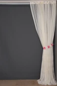 KÜÇÜK YAPRAK MODEL KREM RENK TEK KANAT Hazır Pileli Fon Perde 300*260 thumbnail 4