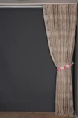 ÇERÇEVELİ  DAMAKS VİZON RENK TEK KANAT Hazır dikilmiş Pileli Fon Perde 300*260 cm thumbnail 4
