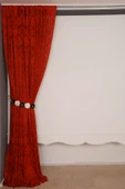 DAMAKS KIRMIZI  RENK TEK KANAT Hazır dikilmiş Pileli Fon Perde 300*260 cm thumbnail 3
