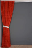 ÖRÜMCEK  MODEL KIRMIZI RENK İP PERDE HAZIR DÜĞMELERİ DİKİLMİŞ İP PERDE 300*270 cm thumbnail 6