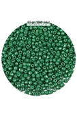 Koyu Yeşil Renk 4 mm Yaklaşık 660 adet / 60 gram Cam Boncuk Oya Yazma Bileklik ve Kolye - 1