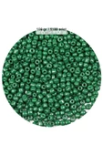 Koyu Yeşil Renk 4 mm Yaklaşık 1100 adet / 100 gram Cam Boncuk Oya Yazma Bileklik ve Kolye - 1