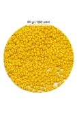Sarı Renk 4 mm Yaklaşık 660 adet / 60 gram Cam Boncuk Oya Yazma Bileklik ve Kolye - 1