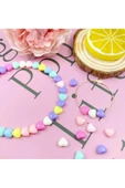 60 gr (300 adet) Şeker Rengi Akrilik Kalp Boncuklar Renkli Karışık Plastik Pastel Boncuklar Ara Boncuk Kalp Şekilli Koly - 2