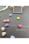 60 gr (300 adet) Şeker Rengi Akrilik Kalp Boncuklar Renkli Karışık Plastik Pastel Boncuklar Ara Boncuk Kalp Şekilli Koly - 3