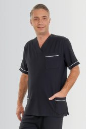 V YAKA DOKTOR ÖNLÜĞÜ ECZACI ÖNLÜĞÜ LABORANT ÖNLÜĞÜ HEMŞİRE ÖNLÜĞÜ ESTETİSYEN ÖNLÜĞÜ LACİVERT KISA KOL ERKEK ÖNLÜK - 7