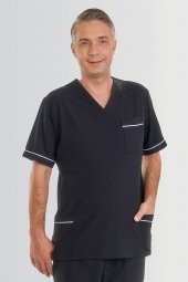 V YAKA DOKTOR ÖNLÜĞÜ ECZACI ÖNLÜĞÜ LABORANT ÖNLÜĞÜ HEMŞİRE ÖNLÜĞÜ ESTETİSYEN ÖNLÜĞÜ LACİVERT KISA KOL ERKEK ÖNLÜK - 8