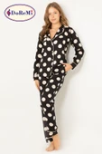 DoReMi Puantiyeli Doğal Viskon Soft Yumuşak Düğmeli Pijama Takımı thumbnail 9