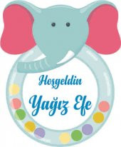 Fil Temalı Hoşgeldin Erkek Bebek Etiket 42 Adet - 1