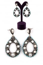 Zirkon Süslemeli Doğal İnci Küpe - 1