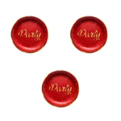 Roll-Up Parti Doğum Günü Işıltılı Kırmızı Party Yazılı Karton Tabak - 22 Cm. - 8 Adetlik 3 Paket thumbnail 1