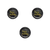 Roll-Up Doğum Günü Işıltılı Siyah Happy Bithday Yazılı Karton Tabak - 22 Cm. - 8 Adetlik 3 Paket thumbnail 1