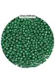Koyu Yeşil Renk 4 mm Yaklaşık 1100 adet / 100 gram Cam Boncuk Oya Yazma Bileklik ve Kolye - 1