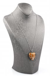 Kaplan Gözü Doğal Taş Tel Sarmalı Kalp Kolye thumbnail 2