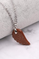 Kahverengi Yıldız Taşı Sentetik Taş Kanat Kolye thumbnail 1