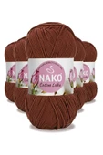 5 Adet Cotton Lüks Yelek Tunik Kazak Bluz Hırka İpi Yünü Kızıl Kahve 97556 - 1