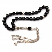 Oniks Doğal Taş Tesbih 8 mm Fasetli Küre Kesim - 1