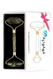 Yeşim Doğal Taş Masaj Taşı - Face Roller - Tırtıklı ve Düz Silindirli - 1