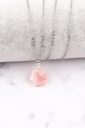Pembe Opal Doğal Taş Kolye thumbnail 1