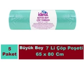 İdeal Çöp Poşeti Büyük Boy Yeşil 7 Li 65x80 Cm x 5 Adet thumbnail 1