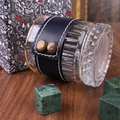 Perlotus 210 cc Golden Deri Kılıflı Viski Bardağı ve Viski Taşı Seti - 2