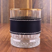 Perlotus 210 cc Golden Deri Kılıflı Viski Bardağı ve Viski Taşı Seti - 6