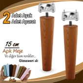 2 Adet Ahşap Ayak 15 Cm Açık Meşe M8 Civatalı Bağlantı Aparatlı Dolap Mobilya Koltuk Kanepe Destek Ayağı Ayakları thumbnail 1