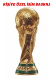 3D Kişiye Özel Isim Baskılı 29 Cm Boy Fifa Dünya Kupası Gold Kaplama Messi Qatar Futbol - 1
