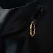 İtalyan 14 Ayar Büyük Boy Altın Halka Küpe - 4