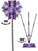 Çelik Ayna Kıskaçlı Cam Silme Mopu Mikrofiber Yedek Bezli Yer Duvar Fayans Silme Mopu - 4