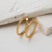 İtalyan 14 Ayar Büyük Boy Altın Halka Küpe - 5