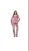 Aydoğan Kadın Kadife Dantel Detaylı Önü Düğmeli Pijama Takımı - 4
