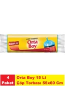 Koroplast Çöp Poşeti Orta Boy Mavi 15 Li 55 x 60 Cm x 4 Paket - 1