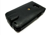 Galaxy S2 i9100 ile Uyumlu Deri Kılıf Dik Model Siyah - 4