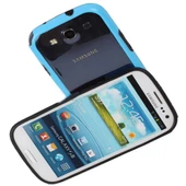 Galaxy S3 i9300 ile Uyumlu Bumper Kılıf Mavi+Siyah Renk - 3