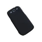 Galaxy S3 i9300 ile Uyumlu Sert Kauçuk Kılıf (Parlak) Siyah Renk thumbnail 2