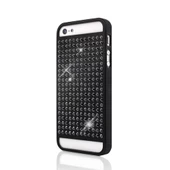 White Diamonds iPhone SE/5S/5 ile Uyumlu Swarovski Materialized Metal The Rock Desenli Kılıf Siyah (Out) - 1
