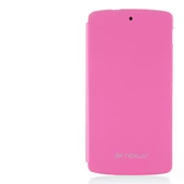 Nexus 5 D820 D821 ile Uyumlu Kasalı Kapaklı Flip Cover Kılıf Pembe - 1