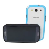 Galaxy S3 i9300 ile Uyumlu Bumper Kılıf Mavi+Siyah Renk - 1