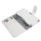 Galaxy S5 G900 ile Uyumlu Yan Kapaklı Cüzdanlı Kart Bölmeli Deri Kılıf Beyaz Renk thumbnail 1