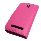 Desire 500 ile Uyumlu Yan Model Kapaklı Deri Kılıf Pembe - 2