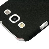 Galaxy S3 i9300 ile Uyumlu Kumlu Sert Kauçuk Kılıf Siyah - 4